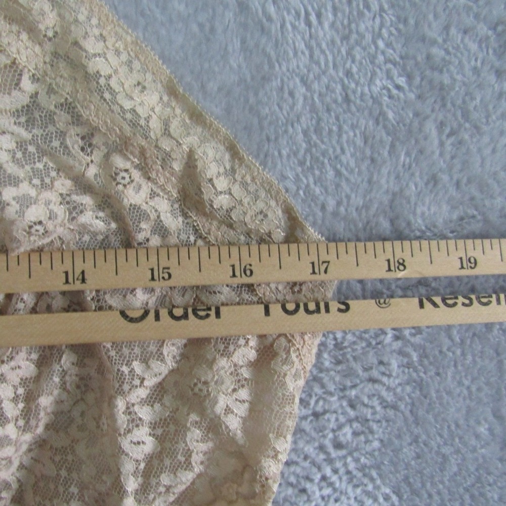 Vintage Beige Lace Trim Full Slip Dress Pleated Ruffle Hem Adjustable Straps - Picture 5 of 7